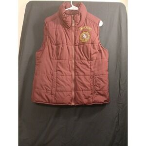 Ruff Hewn Womens Puffer Ski Vest - Burgundy Maroon - Size Xl
